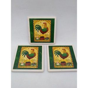 3 Rooster Farm Back Begin Each Day With a Song in Your Heart Tile Cork Coasters